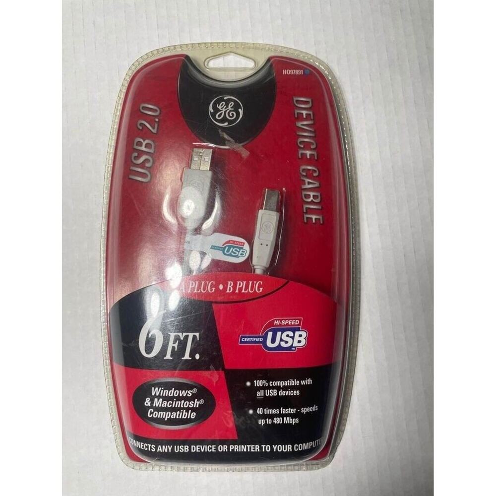 NEW GE USB 2.0 DEVICE CABLE 6 Ft Windows & Macintosh HO97891